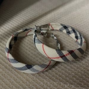 Burberry Check Fabric Hoop Earrings